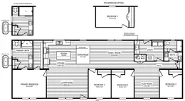 The 5425 "RIDGE" 7628 Floor Plan. This Manufactured Mobile Home features 4 bedrooms and 2 baths.