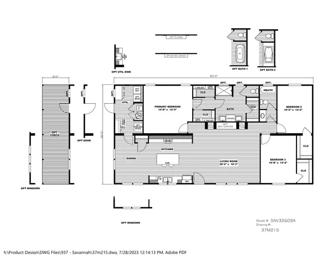 The ALL AMERICAN Floor Plan. This Manufactured Mobile Home features 3 bedrooms and 2 baths.