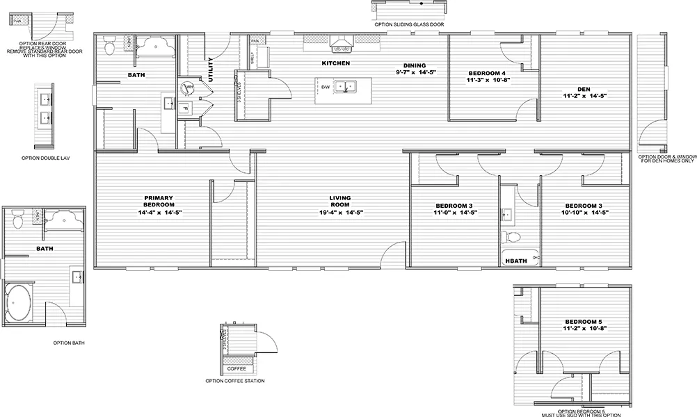 The EMPOWER Floor Plan. This Manufactured Mobile Home features 4 bedrooms and 2 baths.