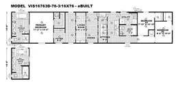 The THE PARKSIDE Floor Plan. This Manufactured Mobile Home features 3 bedrooms and 2 baths.