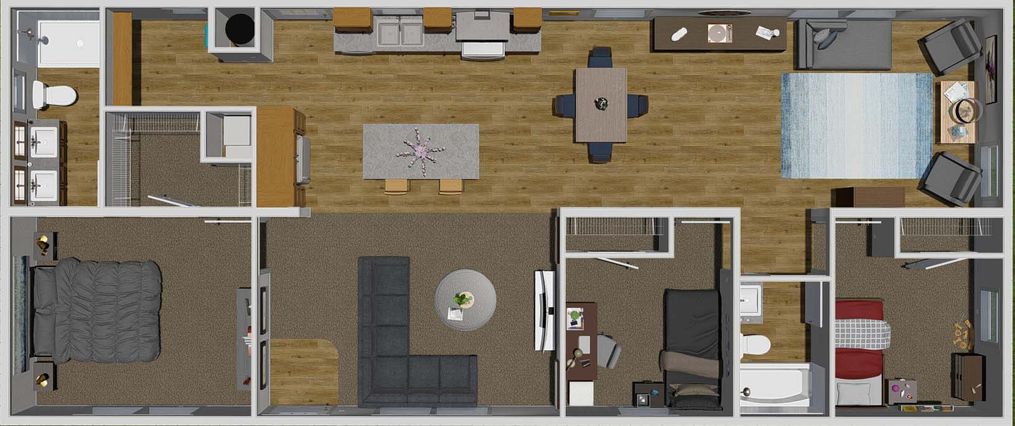 The MY GIRL Floor Plan. This Manufactured Mobile Home features 3 bedrooms and 2 baths.