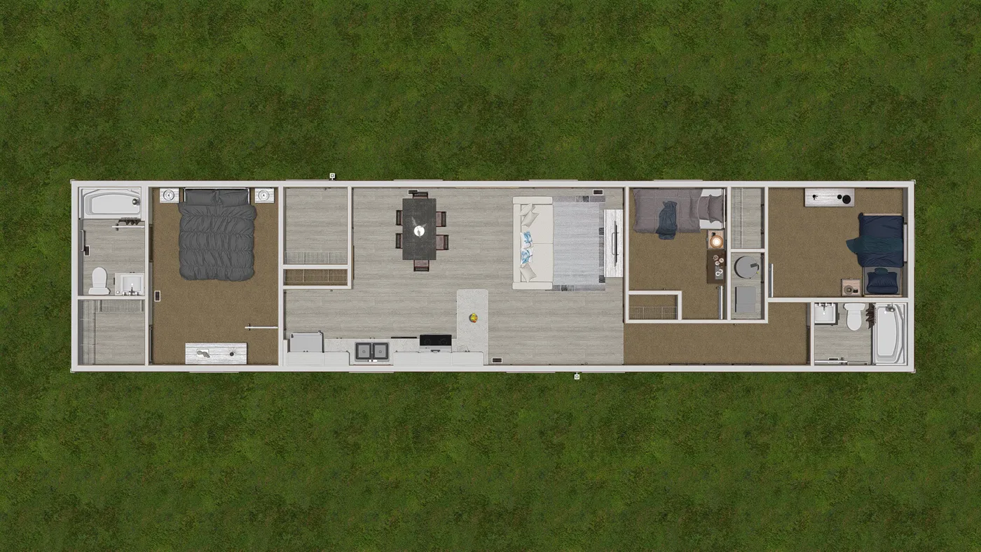 The 6616-4711 THE PULSE Floor Plan. This Manufactured Mobile Home features 3 bedrooms and 2 baths.