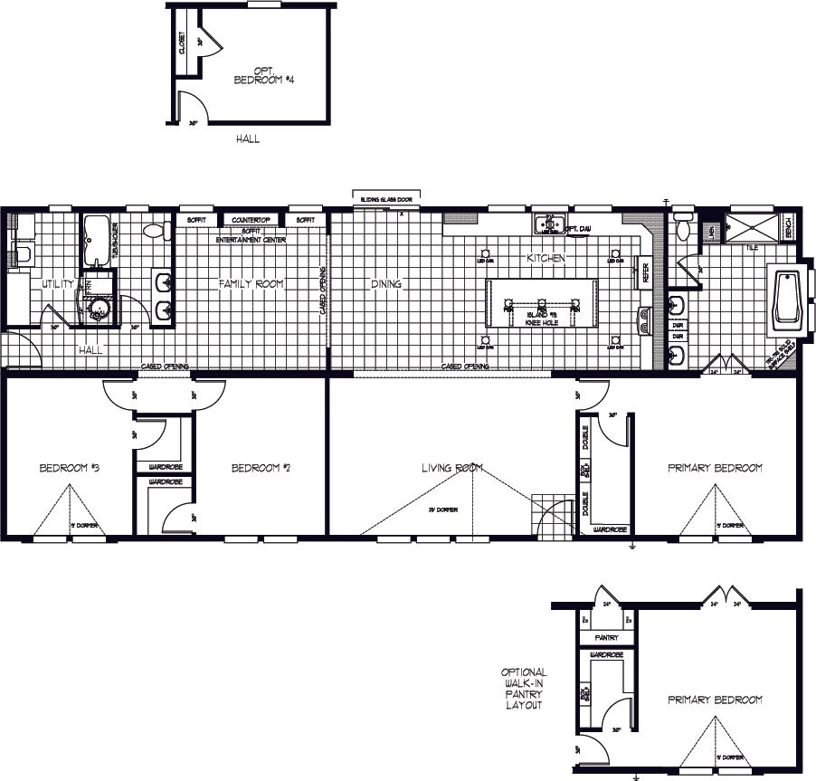 The EDGEWOOD Floor Plan. This Manufactured Mobile Home features 3 bedrooms and 2 baths.