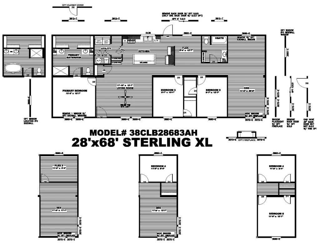 The STERLING XL ANNIVERSARY Floor Plan. This Manufactured Mobile Home features 3 bedrooms and 2 baths.