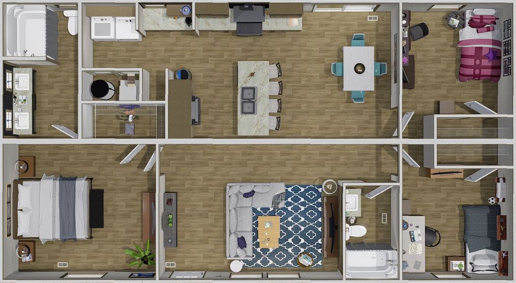The DESOTO 4828-1148 Floor Plan. This Manufactured Mobile Home features 3 bedrooms and 2 baths.