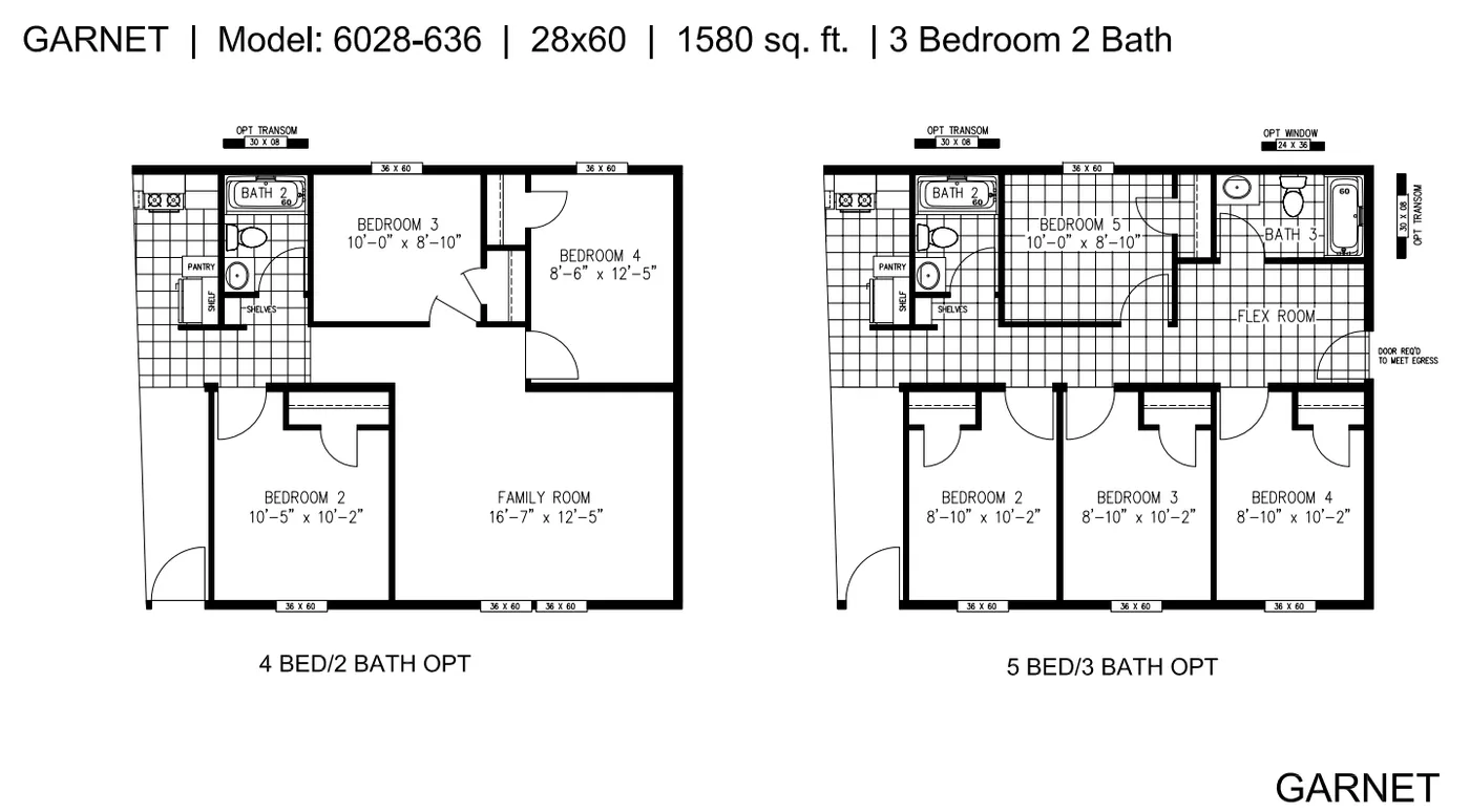 The GARNET Floor Plan Options.