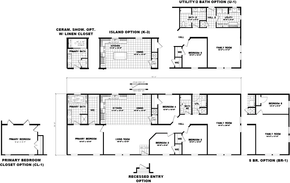 The 1717 BELLA VISTA HUD Floor Plan. This Manufactured Mobile Home features 4 bedrooms and 2 baths.
