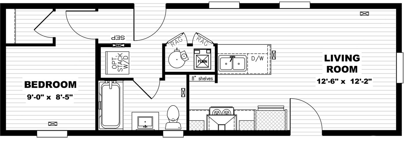 The IMAGINE Floor Plan. This Manufactured Mobile Home features 1 bedroom and 1 bath.