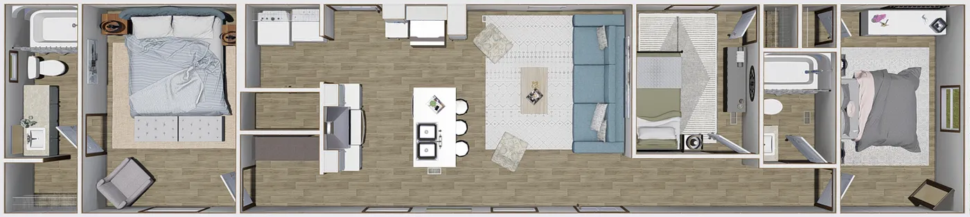 The THE INTUITION Floor Plan. This Manufactured Mobile Home features 3 bedrooms and 2 baths.