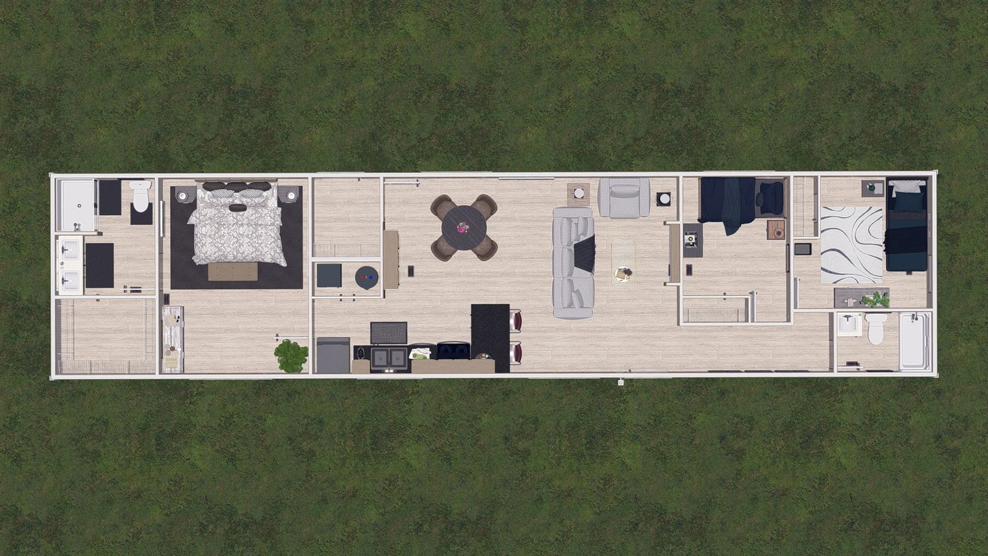 The BLAZER 66 B Floor Plan. This Manufactured Mobile Home features 3 bedrooms and 2 baths.