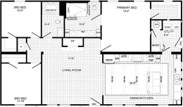 The THE BANDON Floor Plan. This Manufactured Mobile Home features 3 bedrooms and 2 baths.
