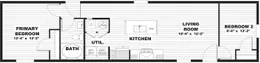 The POLO Floor Plan. This Manufactured Mobile Home features 2 bedrooms and 1 bath.