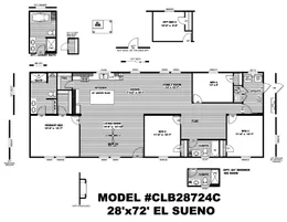 The EL SUENO BREEZE Floor Plan. This Manufactured Mobile Home features 4 bedrooms and 2 baths.
