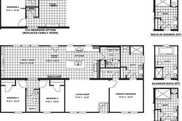 The CLASSIC 56D Floor Plan. This Manufactured Mobile Home features 3 bedrooms and 2 baths.