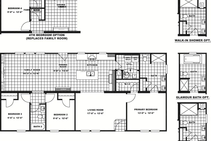 The CLASSIC 56D Floor Plan. This Manufactured Mobile Home features 3 bedrooms and 2 baths.