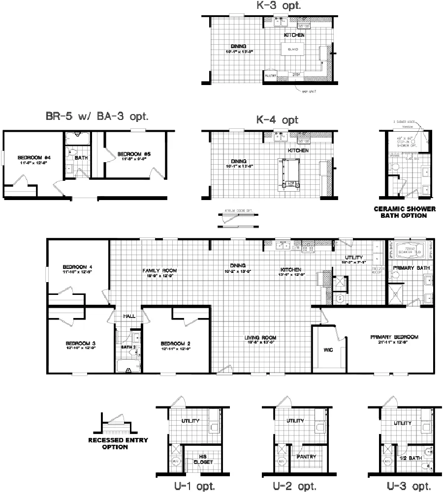 The 3338 THE DRIFTWOOD HUD Floor Plan. This Manufactured Mobile Home features 4 bedrooms and 2 baths.