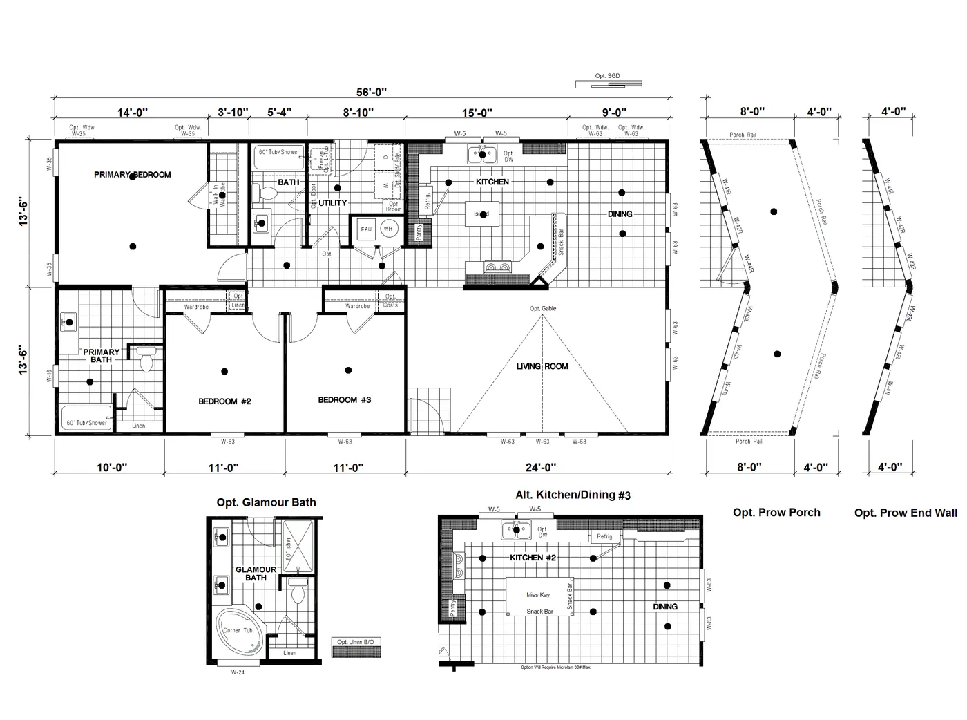The DRM563F 56'              DREAM Floor Plan. This Manufactured Mobile Home features 3 bedrooms and 2 baths.