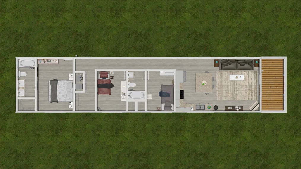 The 5402 "CANYON" 6616 Floor Plan. This Manufactured Mobile Home features 3 bedrooms and 2 baths.