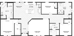 The PARADISE/6430-MS053 SECT Floor Plan. This Manufactured Mobile Home features 3 bedrooms and 2 baths.