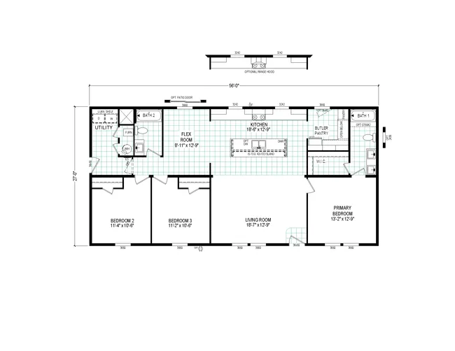 The 5628-E786 THE PULSE Floor Plan. This Manufactured Mobile Home features 3 bedrooms and 2 baths.