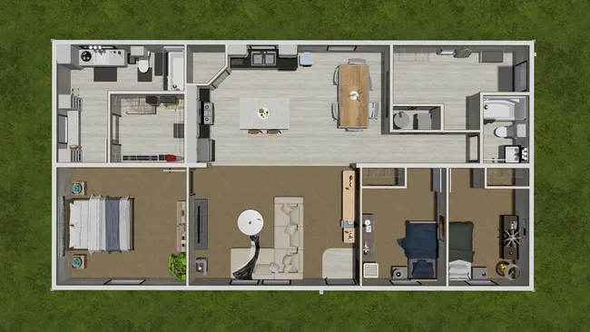 The 5228-E785 THE PULSE Floor Plan. This Manufactured Mobile Home features 3 bedrooms and 2 baths.