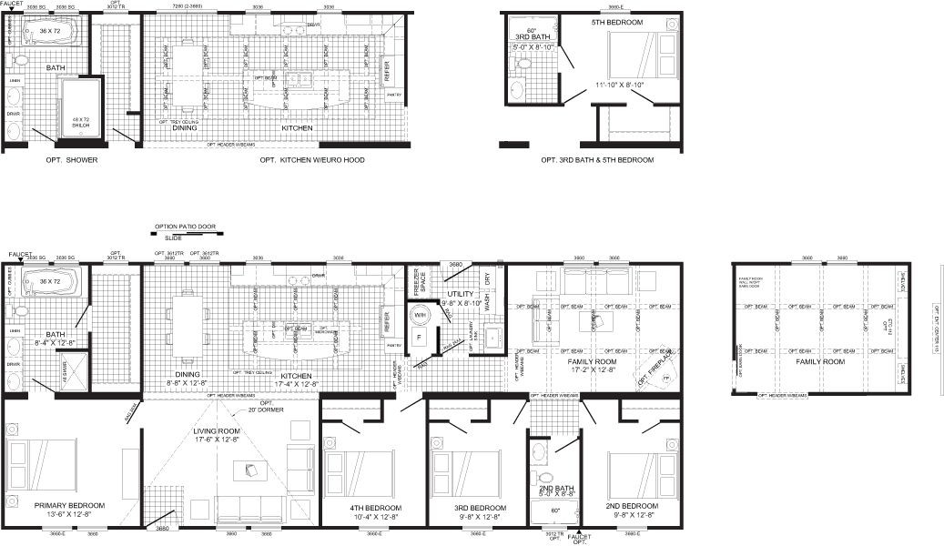 The THE TYRA Floor Plan. This Manufactured Mobile Home features 4 bedrooms and 2 baths.