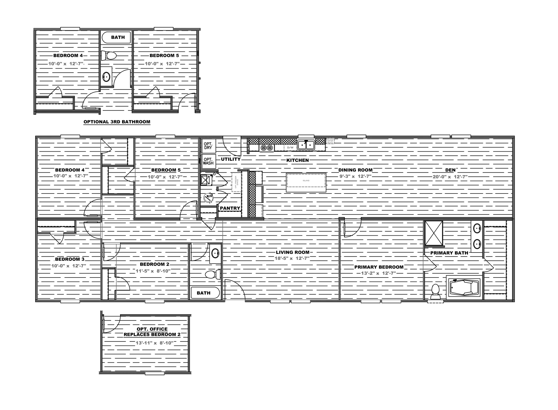 5 BR. 3 BA. Eagle 76  Flooplan
