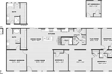 The SUMMIT Floor Plan. This Manufactured Mobile Home features 4 bedrooms and 3 baths.