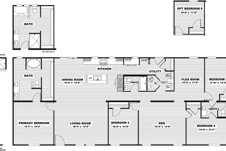 The SUMMIT Floor Plan. This Manufactured Mobile Home features 4 bedrooms and 3 baths.