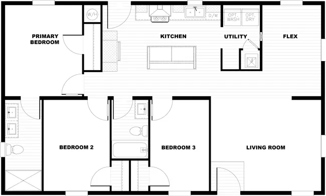 The CMH TEM2844-3A ABBEY ROAD Floor Plan. This Manufactured Mobile Home features 3 bedrooms and 2 baths.