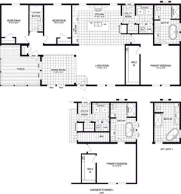The STRATFORD PL 6630-MS062 SECT Floor Plan. This Manufactured Mobile Home features 3 bedrooms and 2 baths.