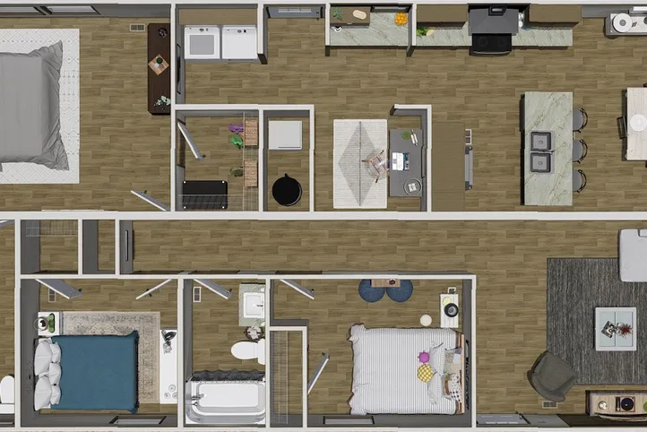 The COOK Floor Plan. This Manufactured Mobile Home features 3 bedrooms and 2 baths.