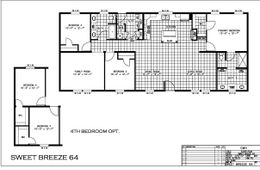 The SWEET BREEZE 64 Floor Plan. This Manufactured Mobile Home features 3 bedrooms and 2 baths.