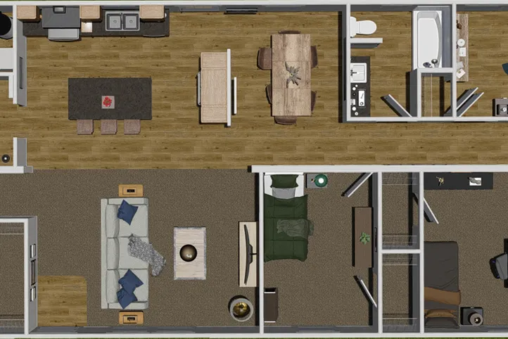 The HEY JUDE Floor Plan. This Manufactured Mobile Home features 5 bedrooms and 2 baths.