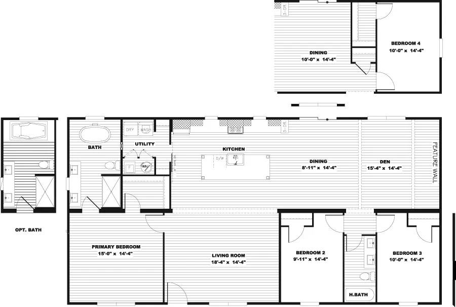 The ISABELLA ELITE Floor Plan. This Manufactured Mobile Home features 3 bedrooms and 2 baths.