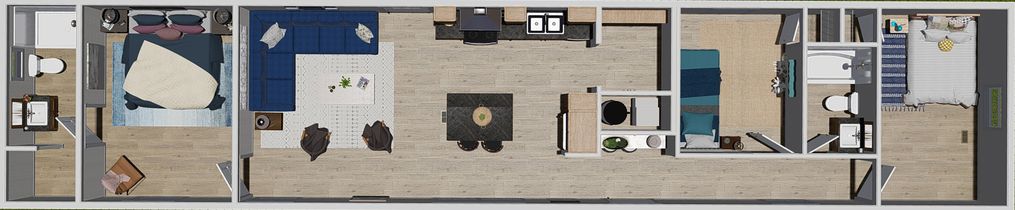 The WALK THE LINE Floor Plan. This Manufactured Mobile Home features 3 bedrooms and 2 baths.