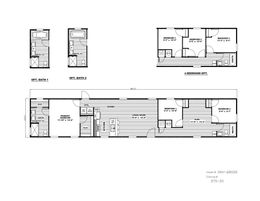 The FLEX HOUSE Floor Plan. This Manufactured Mobile Home features 3 bedrooms and 2 baths.