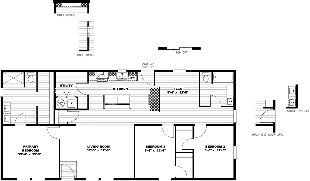 The LET IT BE Floor Plan. This Modular Home features 3 bedrooms and 2 baths.