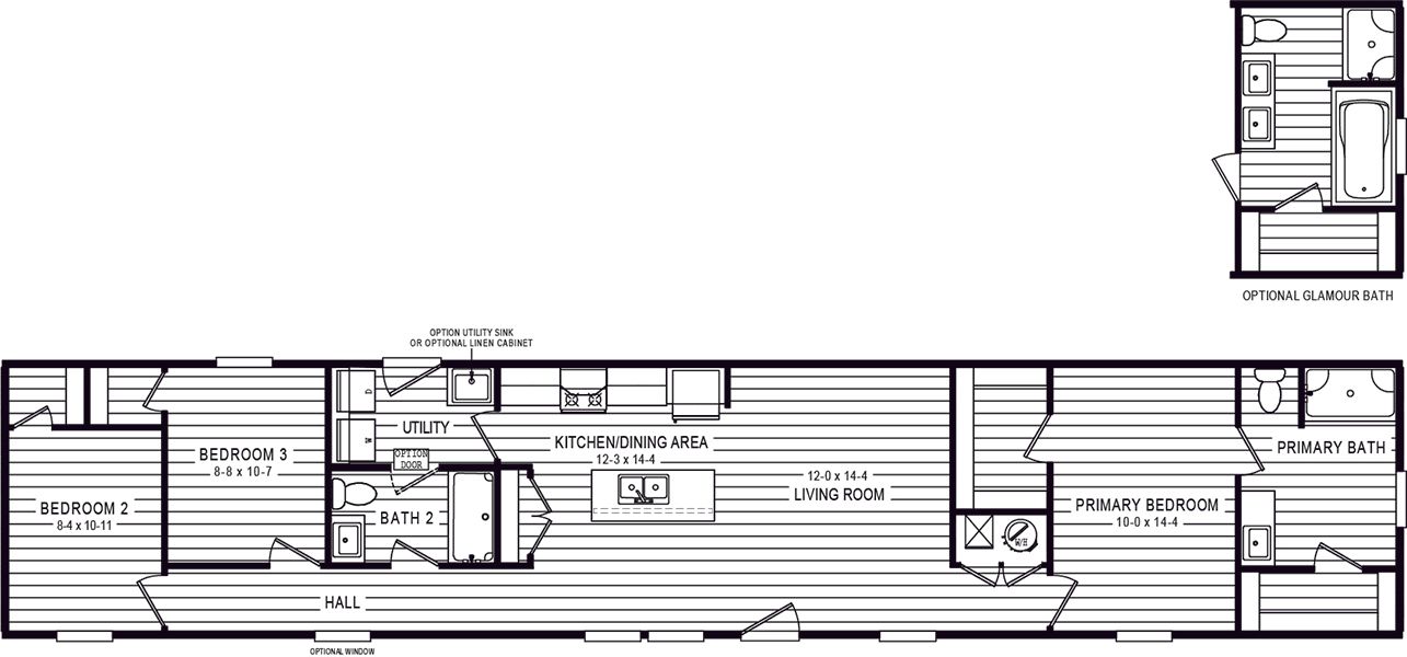 The 4206 "SURFSIDE" 7616 Floor Plan. This Manufactured Mobile Home features 3 bedrooms and 2 baths.