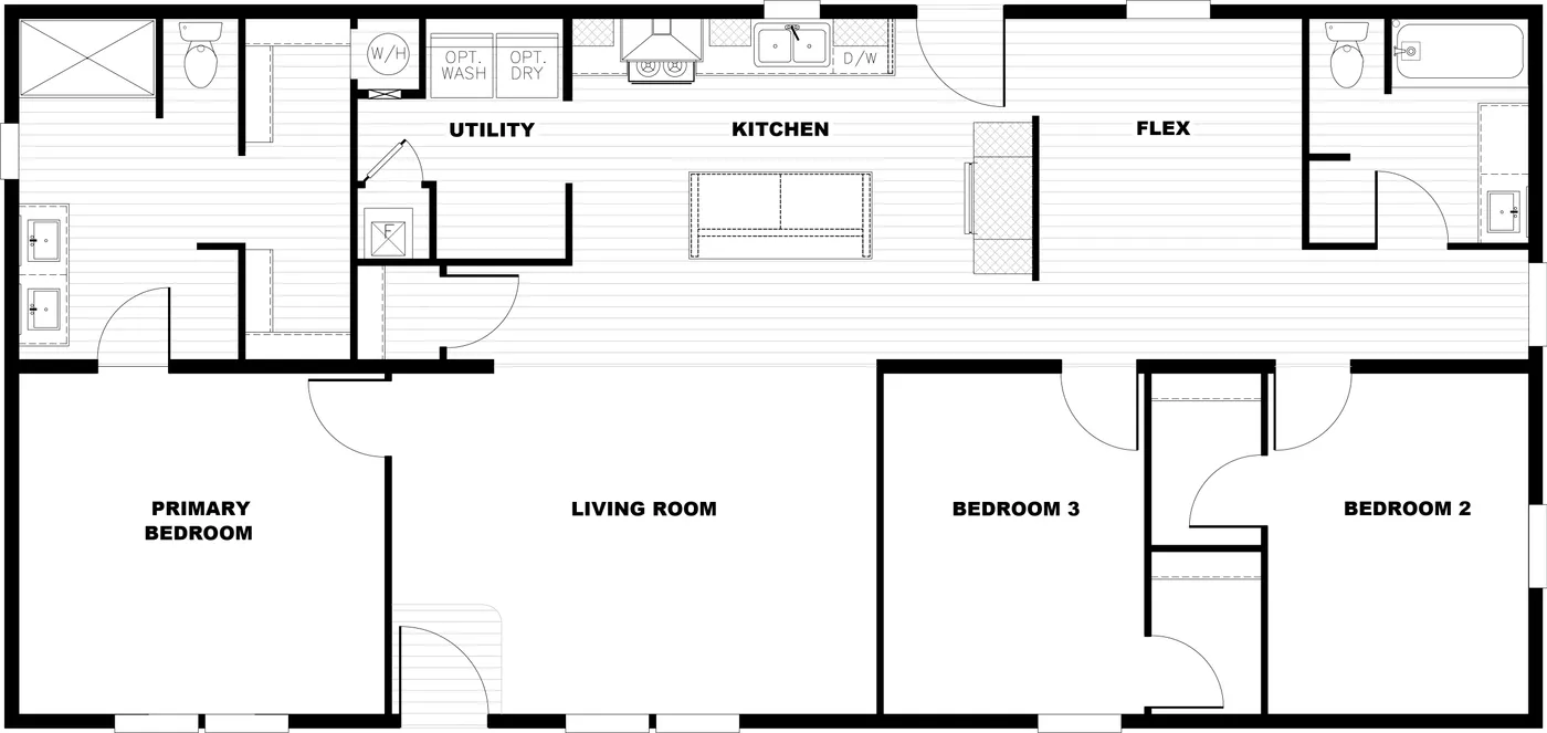The 2856 LET IT BE Floor Plan. This Manufactured Mobile Home features 3 bedrooms and 2 baths.