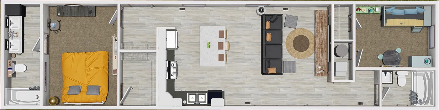 The 6016-4779 THE PULSE Floor Plan. This Manufactured Mobile Home features 2 bedrooms and 2 baths.