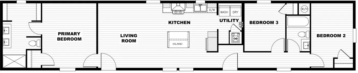 The SOLSBURY HILL Floor Plan. This Manufactured Mobile Home features 3 bedrooms and 2 baths.