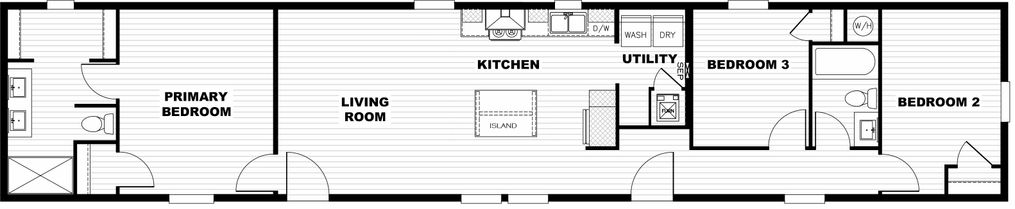 The SOLSBURY HILL Floor Plan. This Manufactured Mobile Home features 3 bedrooms and 2 baths.