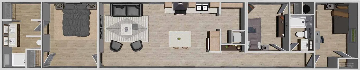 The SOLSBURY HILL Floor Plan. This Manufactured Mobile Home features 3 bedrooms and 2 baths.
