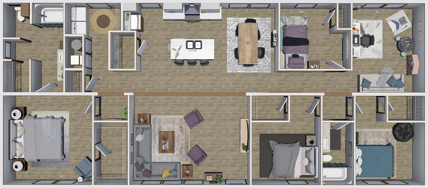 The THE EMPOWER Floor Plan. This Manufactured Mobile Home features 4 bedrooms and 2 baths.