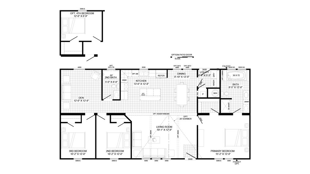 The THE STARK Floor Plan. This Manufactured Mobile Home features 3 bedrooms and 2 baths.