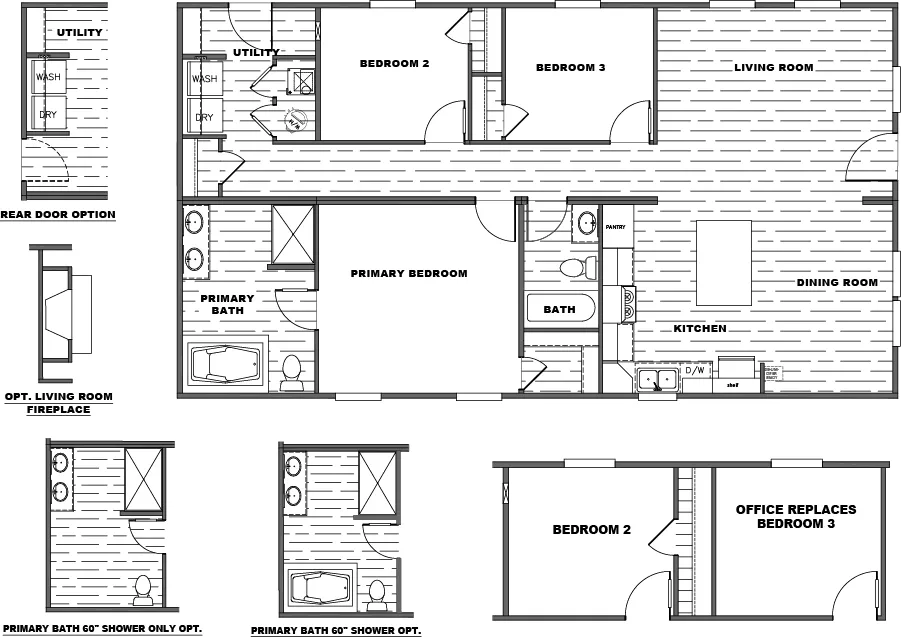 The TRADITION 48F Floor Plan. This Manufactured Mobile Home features 3 bedrooms and 2 baths.