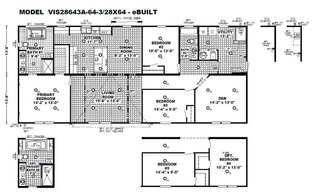 The THE DARK SANDS Floor Plan. This Manufactured Mobile Home features 3 bedrooms and 2 baths.