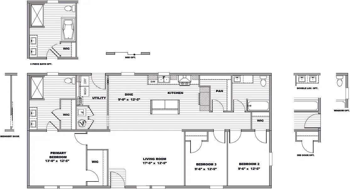 The LEAN ON ME Floor Plan. This Manufactured Mobile Home features 3 bedrooms and 2 baths.