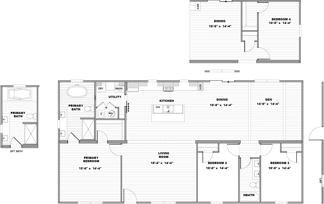 The ISABELLA ELITE Floor Plan. This Manufactured Mobile Home features 3 bedrooms and 2 baths.